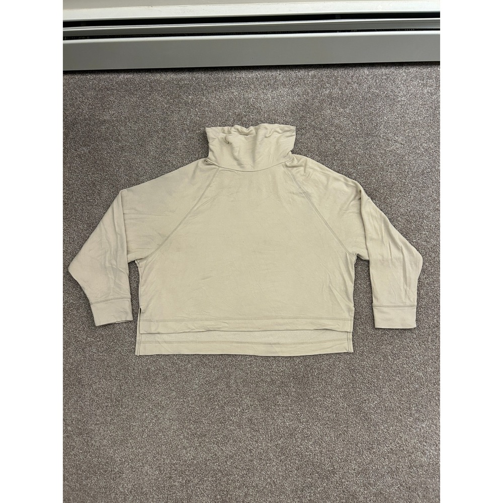 Old Navy Funnel Neck Sweatshirt Womens L Tan Excellent High Low Boxy Pullover
